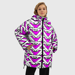 Куртка зимняя женская Бело-розовый узор, цвет: 3D-черный — фото 2