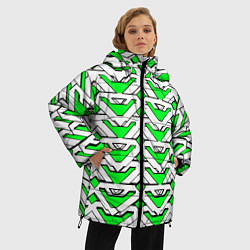 Куртка зимняя женская Бело-зелёный узор, цвет: 3D-красный — фото 2