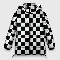 Куртка зимняя женская Шахматный паттерн доска, цвет: 3D-светло-серый