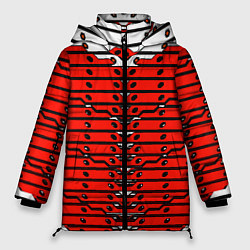 Куртка зимняя женская Красно-белая техно броня, цвет: 3D-черный