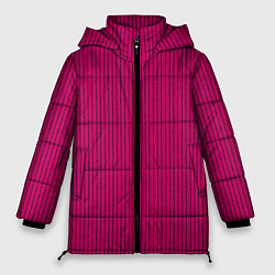 Куртка зимняя женская Насыщенный тёмно-розовый в полоску, цвет: 3D-черный
