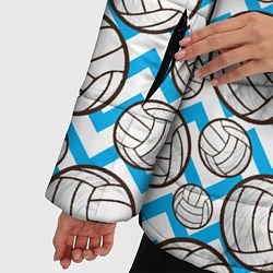 Куртка зимняя женская Мячи волейбольные паттерн, цвет: 3D-красный — фото 2