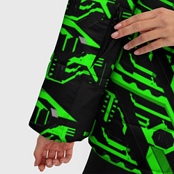 Куртка зимняя женская Зелёная техно-броня на чёрном фоне, цвет: 3D-черный — фото 2