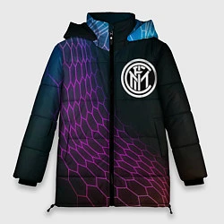 Куртка зимняя женская Inter футбольная сетка, цвет: 3D-черный