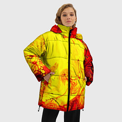 Куртка зимняя женская Красные и желтые разводы, цвет: 3D-светло-серый — фото 2