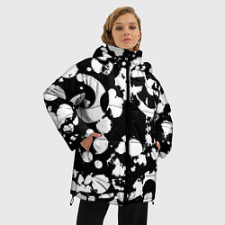 Куртка зимняя женская Модная чб абстракция - нейросеть, цвет: 3D-черный — фото 2