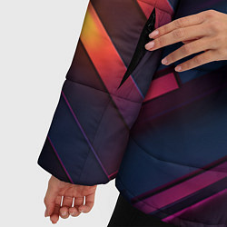 Куртка зимняя женская Неоновый узор стальные раскалённые пластины, цвет: 3D-черный — фото 2