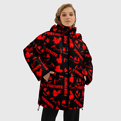 Куртка зимняя женская Fortnite pattern logo marshmello, цвет: 3D-светло-серый — фото 2