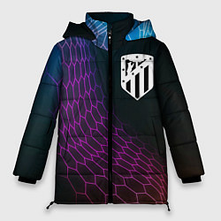Куртка зимняя женская Atletico Madrid футбольная сетка, цвет: 3D-черный