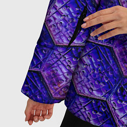 Куртка зимняя женская Сине-фиолетовая стеклянная мозаика, цвет: 3D-черный — фото 2