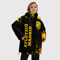 Куртка зимняя женская Atletico Madrid - gold gradient вертикально, цвет: 3D-черный — фото 2