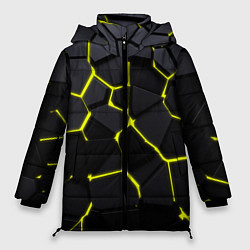 Куртка зимняя женская Желтые плиты киберпанк, цвет: 3D-черный