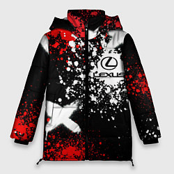 Куртка зимняя женская Лексус на фоне граффити и брызг красок, цвет: 3D-черный