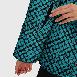 Куртка зимняя женская Бирюзовый клетчатый паттерн, цвет: 3D-черный — фото 2