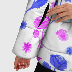 Куртка зимняя женская Цветочный узор из роз - паттерн, цвет: 3D-светло-серый — фото 2