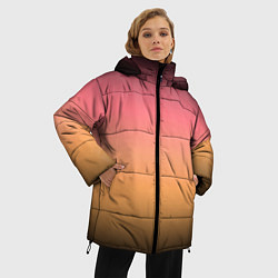 Куртка зимняя женская Градиент затемнённый розово-жёлтый, цвет: 3D-черный — фото 2