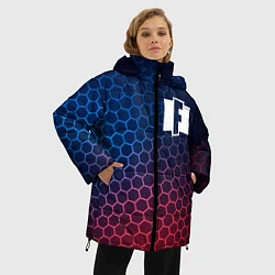 Куртка зимняя женская Fortnite неоновые соты, цвет: 3D-черный — фото 2