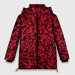 Куртка зимняя женская Тёмно-красный паттерн пятнистый, цвет: 3D-черный