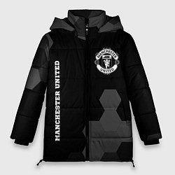 Куртка зимняя женская Manchester United sport на темном фоне вертикально, цвет: 3D-черный