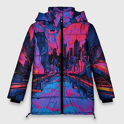 Женская зимняя куртка Город в психоделических цветах