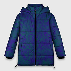 Куртка зимняя женская Камуфляж синий с зелеными пятнами, цвет: 3D-черный