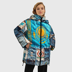 Куртка зимняя женская Пэчворк джинсы в Казахстане, цвет: 3D-светло-серый — фото 2