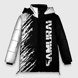 Женская зимняя куртка Самурай штрихи - киберпанк 2077