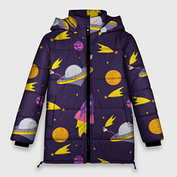 Куртка зимняя женская Космические приключения, цвет: 3D-светло-серый