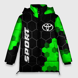 Куртка зимняя женская Toyota green sport hexagon, цвет: 3D-черный