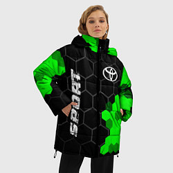 Куртка зимняя женская Toyota green sport hexagon, цвет: 3D-черный — фото 2