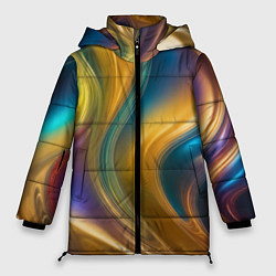 Куртка зимняя женская Жидкий разноцветный металл, цвет: 3D-красный
