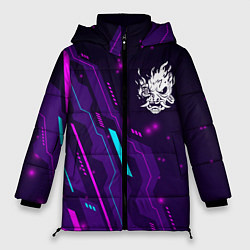 Куртка зимняя женская Cyberpunk 2077 neon gaming, цвет: 3D-черный