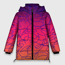 Куртка зимняя женская Каракули на градиентном фоне, цвет: 3D-красный