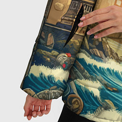 Куртка зимняя женская Мост через реку и пэчворк - нейросеть арт USA brid, цвет: 3D-черный — фото 2