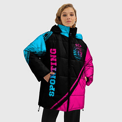 Куртка зимняя женская Sporting - neon gradient вертикально, цвет: 3D-черный — фото 2
