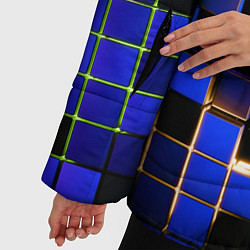 Куртка зимняя женская Окно в пространство - синие кубы, цвет: 3D-светло-серый — фото 2