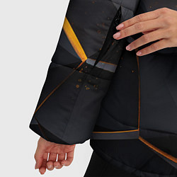 Куртка зимняя женская Разлом черных плит и оранжевая лава, цвет: 3D-красный — фото 2