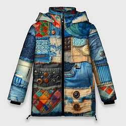 Куртка зимняя женская Vanguard denim patchwork - ai art, цвет: 3D-светло-серый
