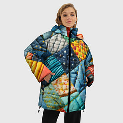 Куртка зимняя женская Лоскутное одеяло - пэчворк, цвет: 3D-светло-серый — фото 2