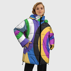 Куртка зимняя женская Разноцветные круги, абстракция, цвет: 3D-светло-серый — фото 2