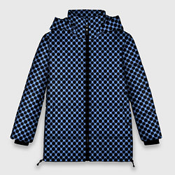 Куртка зимняя женская Паттерн чёрно-голубой мелкие шестигранники, цвет: 3D-светло-серый