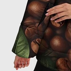 Куртка зимняя женская Кофейные зёрна с листьями, цвет: 3D-черный — фото 2
