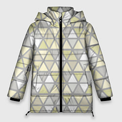 Куртка зимняя женская Паттерн геометрия светлый жёлто-серый, цвет: 3D-светло-серый