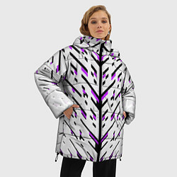 Куртка зимняя женская Black and purple stripes on a white background, цвет: 3D-красный — фото 2