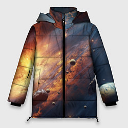 Куртка зимняя женская Вселенная и планеты, цвет: 3D-светло-серый