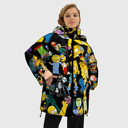 Куртка зимняя женская Персонажи Симпсонов, цвет: 3D-черный — фото 2
