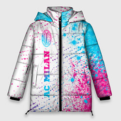 Куртка зимняя женская AC Milan neon gradient style по-вертикали, цвет: 3D-черный