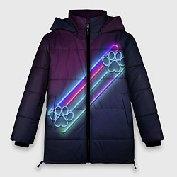 Куртка зимняя женская Лапки неон, цвет: 3D-черный