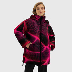 Куртка зимняя женская Неоновая яркая геометрическая абстракция со светом, цвет: 3D-черный — фото 2