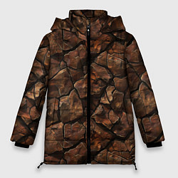 Куртка зимняя женская Элементаль земли текстура, цвет: 3D-черный